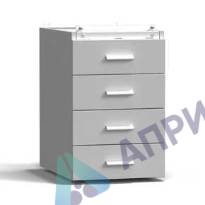 Тумба подвесная 4 ящика 400х540х610 мм, средняя, серый металл - СТАЛЬ