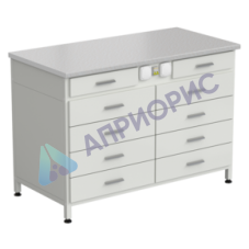Стол-тумба с электрикой (2 ящика + 4 ящика + 4 ящика) 1200x600x850 мм, раб. поверхность - ЛАМИНАТ БЕЛЫЙ