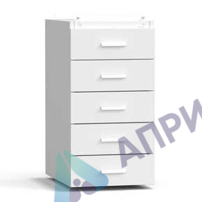 Тумба подвесная 5 ящиков 400х540х760 мм, высокая, белый металл - СТАЛЬ