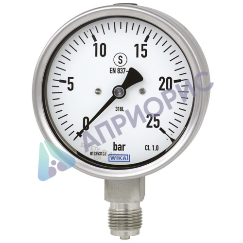 Поверка манометров с трубкой Бурдона, нержавеющая сталь модели 232.30, 233.30