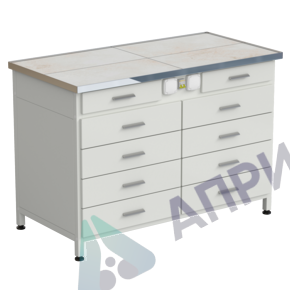 Стол-тумба с электрикой (2 ящика + 4 ящика + 4 ящика) 1212x610x850 мм, раб. поверхность - КЕРАМИКА