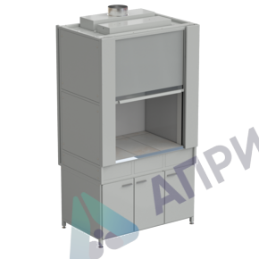 Шкаф вытяжной с коконом из стеклопластика без воды с ВЗБ светильником 1200х820х2240 мм, раб. поверхность - КЕРАМИКА